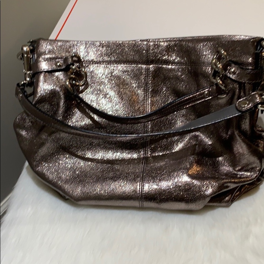 Coach Brooke Metallic Leather Tote Purse